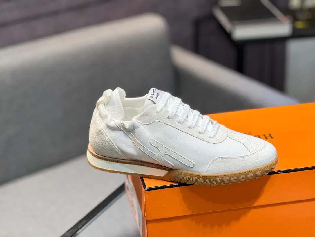 Men's shoes 💰660 [HERMES] Hermès - High-end quality original order 🔍🔍 - Upper: 🔝 cowhide suede splicing design - Inner lining: imported mixed sheepskin - Outsole: TPR foam · Rubber: two-color combined molding outsole - Super high quality control · Fine workmanship: highlighted (high-end, luxury, grade) -Size: 38-44 (45, 46, can be customized)
